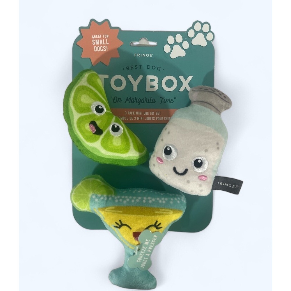 3 Pc Fringe Studio On Margarita Time Dog Toy Set Small Best Dog Toy Box New